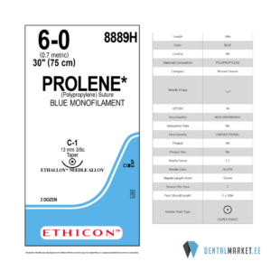 Õmblusniit Prolene 6-0 C-1, 1tk/36tk pakis